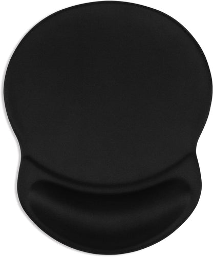 Mouse Pad, Ergonomic Mouse Pad with Gel Wrist Rest Support, Gaming Mouse Pad with Lycra Cloth, Non-Slip PU Base for Computer, Laptop, PC, Home, Office & Travel, Black